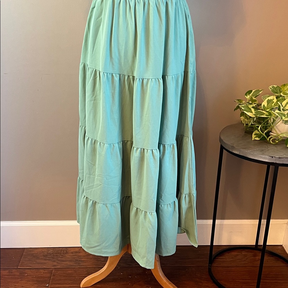 Pretty Garden Chic Puff Sleeve Maxi Dress in Green Large - Picture 4 of 11